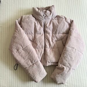 Hollister pink puffer jacket with adjustable waist Size S